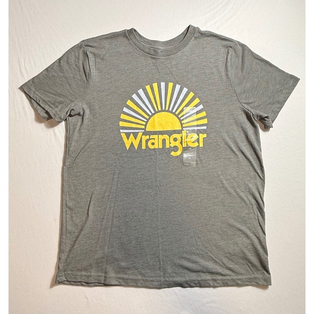 Wrangler Mens Regular Fit‎ Graphic T-Shirt Gray Sunburst Logo Size Medium-2267